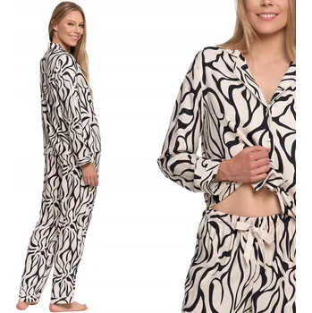 Dámské pyžamo Dámské pyžamo košile s rozepínáním, dlouhý rukáv, kalhoty viskóza 3XL MORAJ