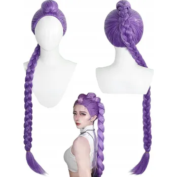 Karnevalová paruka KARNEVALOVÁ PARUKA COSPLAY LOVEC DÉMONŮ RUMI DLOUHÁ FIALOVÁ 107 cm