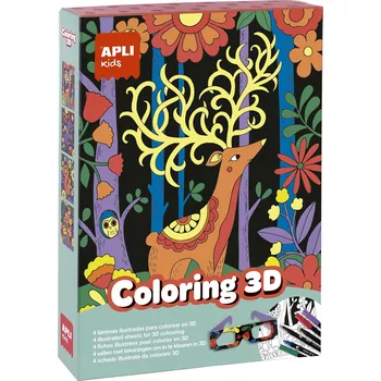 kreativní sada Umělecká sada s brýlemi Apli Kids – 3D vybarvování