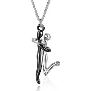 Náhrdelník Objímací náhrdelník lásky | šperk - Titui-Stříbrná černá