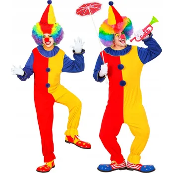 Karnevalový kostým Klaunský Kostým klaunský kostým, kostýmní overal, Čepice pro dospělé, velikost XS