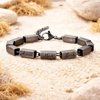 Náramek Unisex náramek z chirurgické oceli Family Vintage