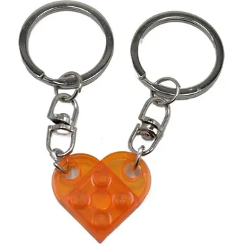 Přívěsek 2 ks Párové klíčenky srdce pro pár | přívěsek - oranžová2