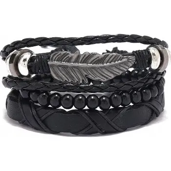 Náramek SADA DÁMSKÝCH NÁRAMKŮ ŘEMÍNEK PEŘÍČKO 3ks