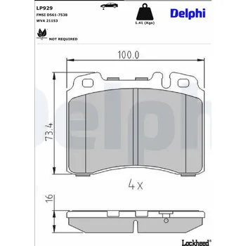 Brzdový systém Sada brzdových destiček, kotoučová brzda DELPHI LP929