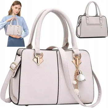 Kabelka KOŽENÁ DÁMSKÁ KABELKA ELEGANTNÍ PŘES RAMENO BÍLÁ KLASICKÁ DO RUKY PU