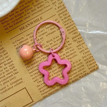 Barevná kovová klíčenka s hvězdičkou | přívěšek na klíče - Růžový