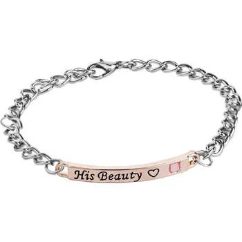 Náramek 2 ks Párový černý náramek lásky | šperk - Jeho krása růžové zlato