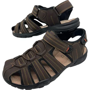 Pánské sandále Cabin Pánské hnědé sandály s uzavřenou špičkou a odepínacím páskem Barva: Hnědá, Velikost: 42