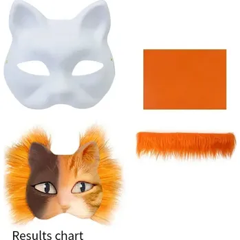 Karnevalová maska Therian maska kočičí diy sada - nutno sestavit | karnevalová maska - pomerančový