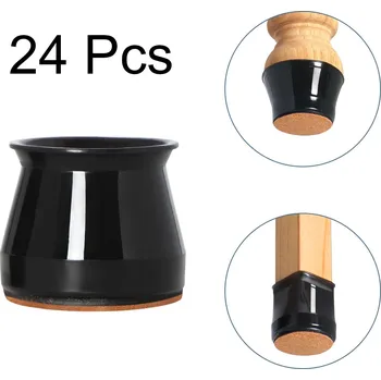 Podložka pod nábytek 24 ks Ochranné silikonové návleky na nohy židlí | podložky pod židle - černý , XS (vhodné pro 13-22 mm) , 24 ks