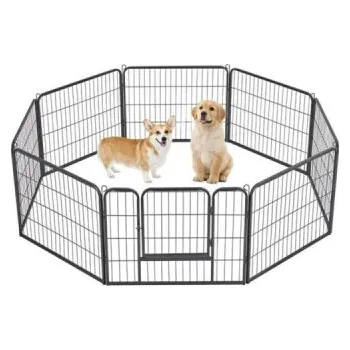 Venkovní výběh pro mazlíčky 592475 black, ohrádka pro štěňata, 8 panelů, 80 x 60 cm - B YAHEETECH