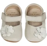 LAIT ET MIEL Kožené capáčky s gumovou podrážkou sandálky šedé s květinou 18-24 měsíců Šedá 23-24