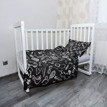 Povlečení Sablio Mikroplyšové povlečení do dětské postýlky Černobílá škola - 100x135 / 40x60