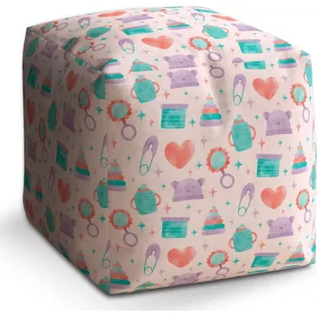 Taburet Sablio Taburet Kostka Chrastítko a čepičky: 40x40x40 cm - Sablio