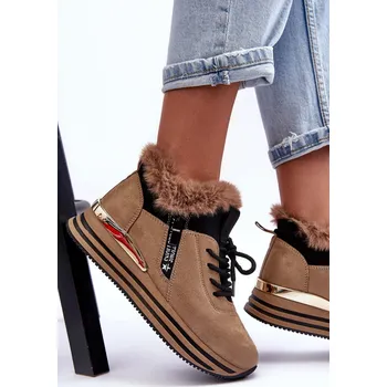 Dámské tenisky Sportovní Boty S Futerkem Na Platformě Jamarie Barva: Béžová, Velikost: 38