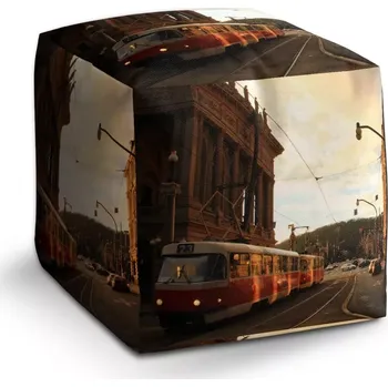 Taburet Sablio Taburet Cube Tramvaj v historickém městě: 40x40x40 cm