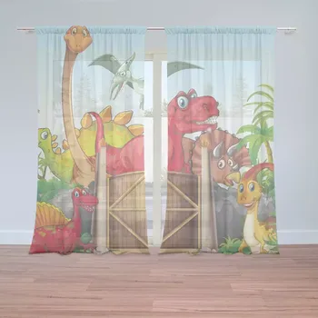 Záclona Sablio Záclony Dinosauři 4: 2 ks - 150x250 cm - Sablio