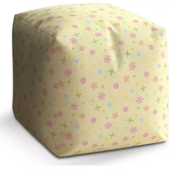 Taburet Sablio Taburet Kostka Hvězdy, květy a puntíky: 40x40x40 cm - Sablio