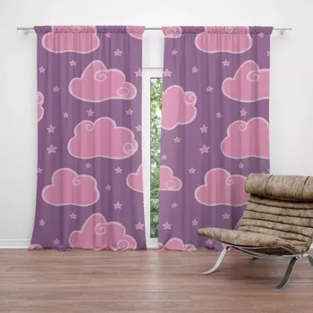 Závěs Sablio Závěsy Růžové obláčky: 2 ks - 140x250 cm - Sablio