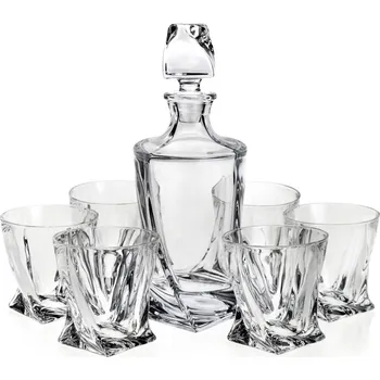 Sklenice Bohemia Quadro sada na whisky 7 Ks karafa + sklenice sklo