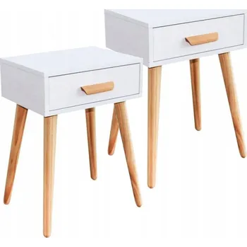 Noční stolek NOČNÍ STOLKY SADA 2 KS MODERNÍ ODKLÁDACÍ STOLKY BÍLÉ MODERNHOME
