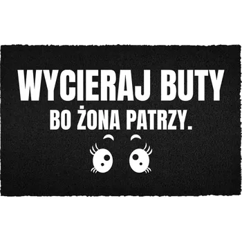 Rohožka VCHODOVÁ ROHOŽKA 40X60 ČERNÁ KOKOSOVÁ PŘED DVEŘE VTIPNÁ MANŽELKA SE DÍVÁ