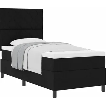 Postel vidaXL Postel s boxspringem s matrací s čelo Černá 100 x 200 cm textil [3339443]