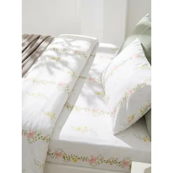 Prostěradlo Sinsay - Bavlněný prostěradlo s gumou a květinovým motivem - krémová - 072HJ-01X - 072HJ-01X-ONE