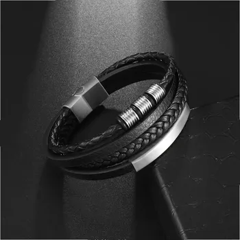 Náramek Stylový kožený rockový náramek pro muže | pánský náramek, kožený šperk - 28