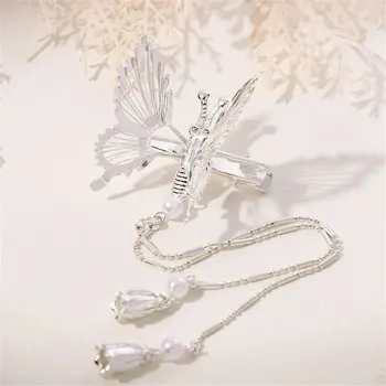 Ozdoba do vlasů Luxusní retro motýlí ozdoba do vlasů | vlasová spona - 1 ks stříbrného střapce