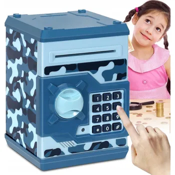 Pokladnička POKLADNIČKA SEJF NA BANKOVKY A MINCE S KÓDEM - BANKOMAT PRO DĚTI