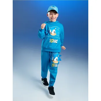 Sinsay - Bavlněné tepláky s&nbsp;potiskem Sonic the Hedgehog - modrá - 167HG-55X - 167HG-55X-140