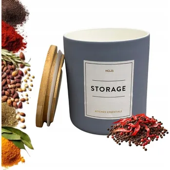 Dóza na potraviny KERAMICKÁ DÓZA S BAMBUSOVÝM VÍKEM NA KÁVU, ČAJ, CUKR