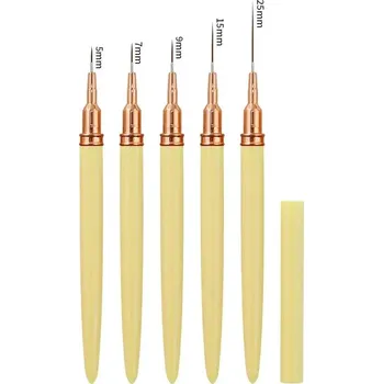 Sada tenkých štětců na nehty | manikúra nástroje - Mléčně žlutá sada