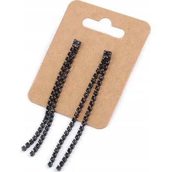 Náušnice Štrasové náušnice z křišťálového skla 72 x 4,5 mm černé