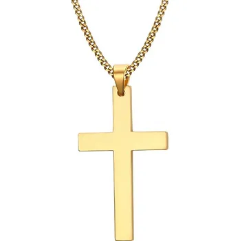 Náhrdelník Ocelový kříž na nerez řetízku | náhrdelník, šperk - Zlato , 60 cm