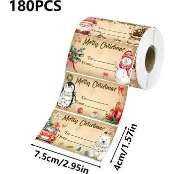 Vánoční dekorace 180 ks Vánoční samolepky | dekorace - Zelený , 7,5x4cm