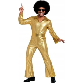 Karnevalový kostým KOSTÝM PÁNSKÝ DISCO ZLATÝ LESKLÝ TANČÍK MAŠKARNÍ KARNEVAL L