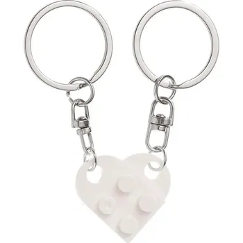 Přívěsek 2 ks Párové klíčenky srdce pro pár | přívěsek - Bílá1