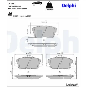 Brzdová destička Sada brzdových destiček, kotoučová brzda DELPHI LP3591
