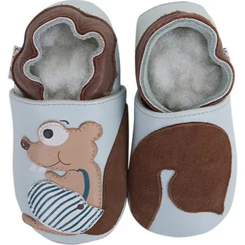 Capáčky LAIT ET MIEL Kožené capáčky s veverkou 6-12 měsíců Modrá 19-20