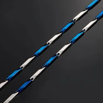 Řetízek 1 ks Ručně dělaný ocelový řetízek unisex | náhrdelník, šperk - 3mm stříbrná a modrá , 50 cm