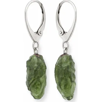 Náušnice Stříbrné náušnice se surovým vltavínem Velra 3,5 g