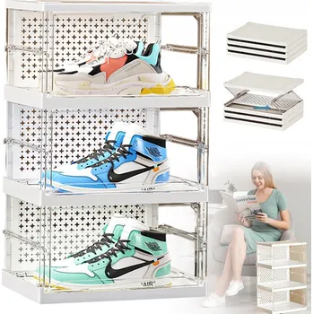 Botník MODULÁRNÍ ORGANIZÉR NA BOTY 3X KRABIČKA S VÍKEM PRODYŠNÁ SKŘÍŇKA