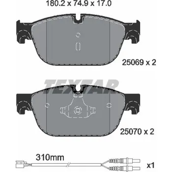 Brzdová destička Sada brzdových destiček, kotoučová brzda TEXTAR 2506901