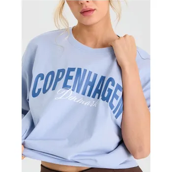 Sinsay - Bavlněné tričko s nápisem - modrá - 893GS-54X - 893GS-54X-S