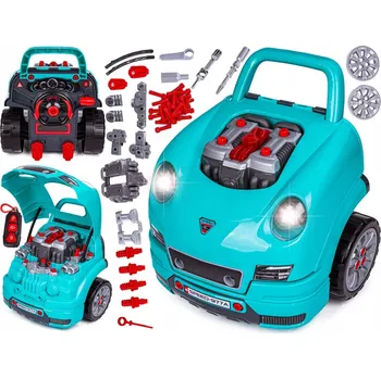 ostatní stavebnice Stavebnice ChRLD - modré auto na šroubování, 61 dílů