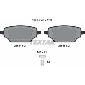 Brzdová destička Sada brzdových destiček, kotoučová brzda TEXTAR 2665401