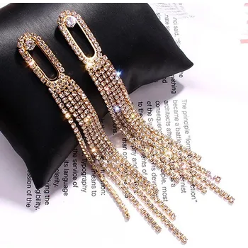 Náušnice Květinové dlouhé zirkonové visací náušnice | šperk - zlato 1